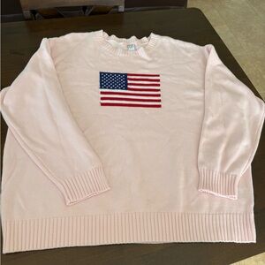 Light Pink Crew Neck Sweater with Flag Design